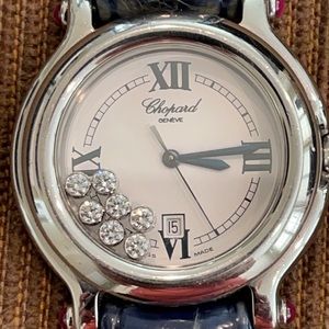 CHOPARD Alligator 27mm Diamonds Happy Sport Watch